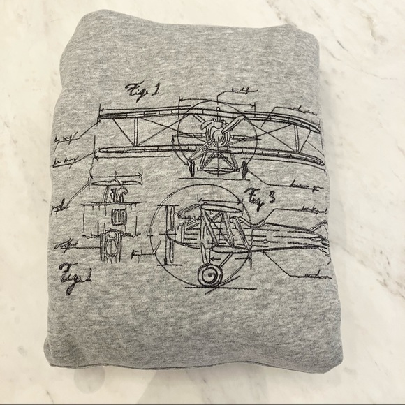 Clearance! Gap Men’s Hoodie with added Airplane Schematic drawing embroidery - Picture 6 of 6